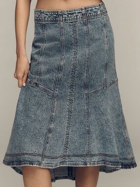 Anthropologie Pilcro Denim Seamed Midi Skirt XL NWT runs large